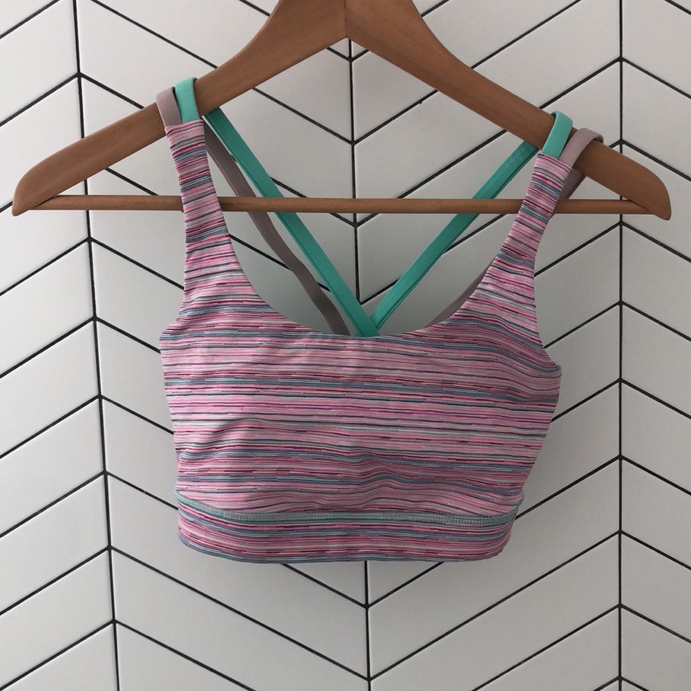 Lululemon Energy Bra 6 aqua mint light purple pink sports bra